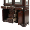 Shaya Hutch | 3 Glass Shelves | 6 Drawers | 2 Doors | Cherry Brown 88"