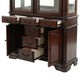 Shaya Hutch | 3 Glass Shelves | 6 Drawers | 2 Doors | Cherry Brown 88"