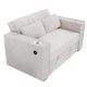 Revi Convertible Sofa w 2 Pillows | USB & Cupholders | Beige Corduroy