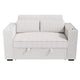 Revi Convertible Sofa w 2 Pillows | USB & Cupholders | Beige Corduroy