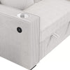 Revi Convertible Sofa w 2 Pillows | USB & Cupholders | Beige Corduroy