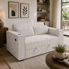 Revi Convertible Sofa w 2 Pillows | USB & Cupholders | Beige Corduroy