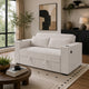 Revi Convertible Sofa w 2 Pillows | USB & Cupholders | Beige Corduroy