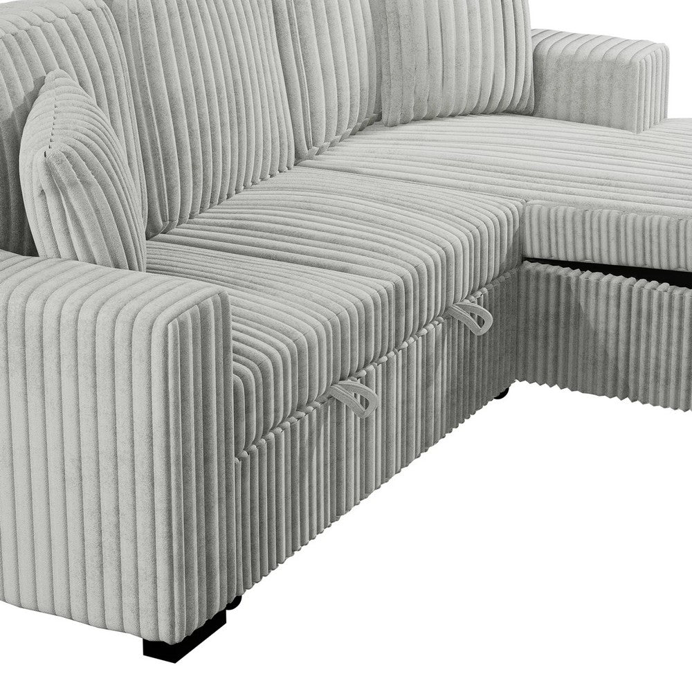 Meso 2pc Convertible Sectional Sofa with Chaise | 2 Pillows | Gray Corduroy