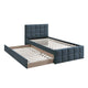 Shahi Full Platform Bed w Trundle | Charcoal Gray Brushed Linen Upholstery