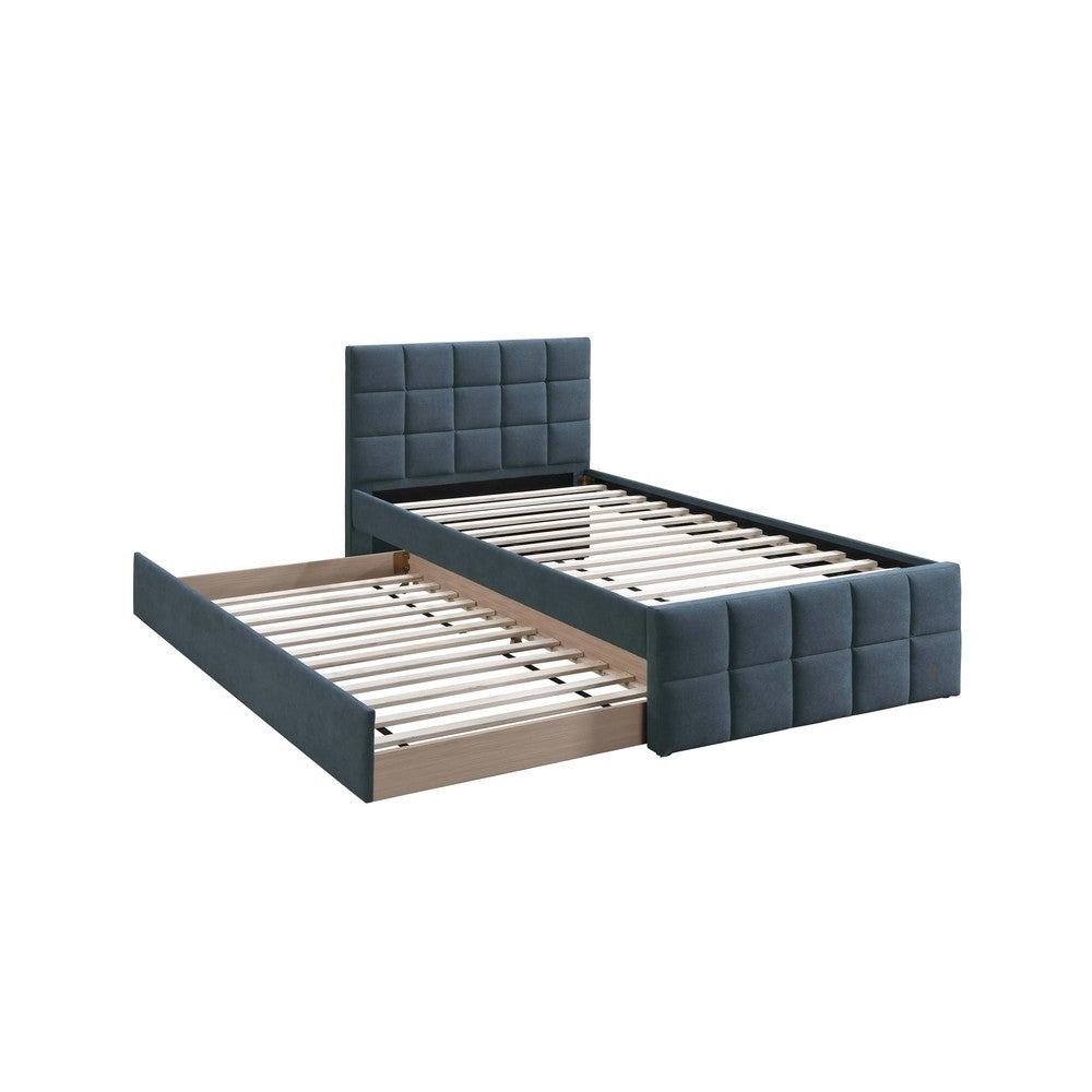Shahi Full Platform Bed w Trundle | Charcoal Gray Brushed Linen Upholstery