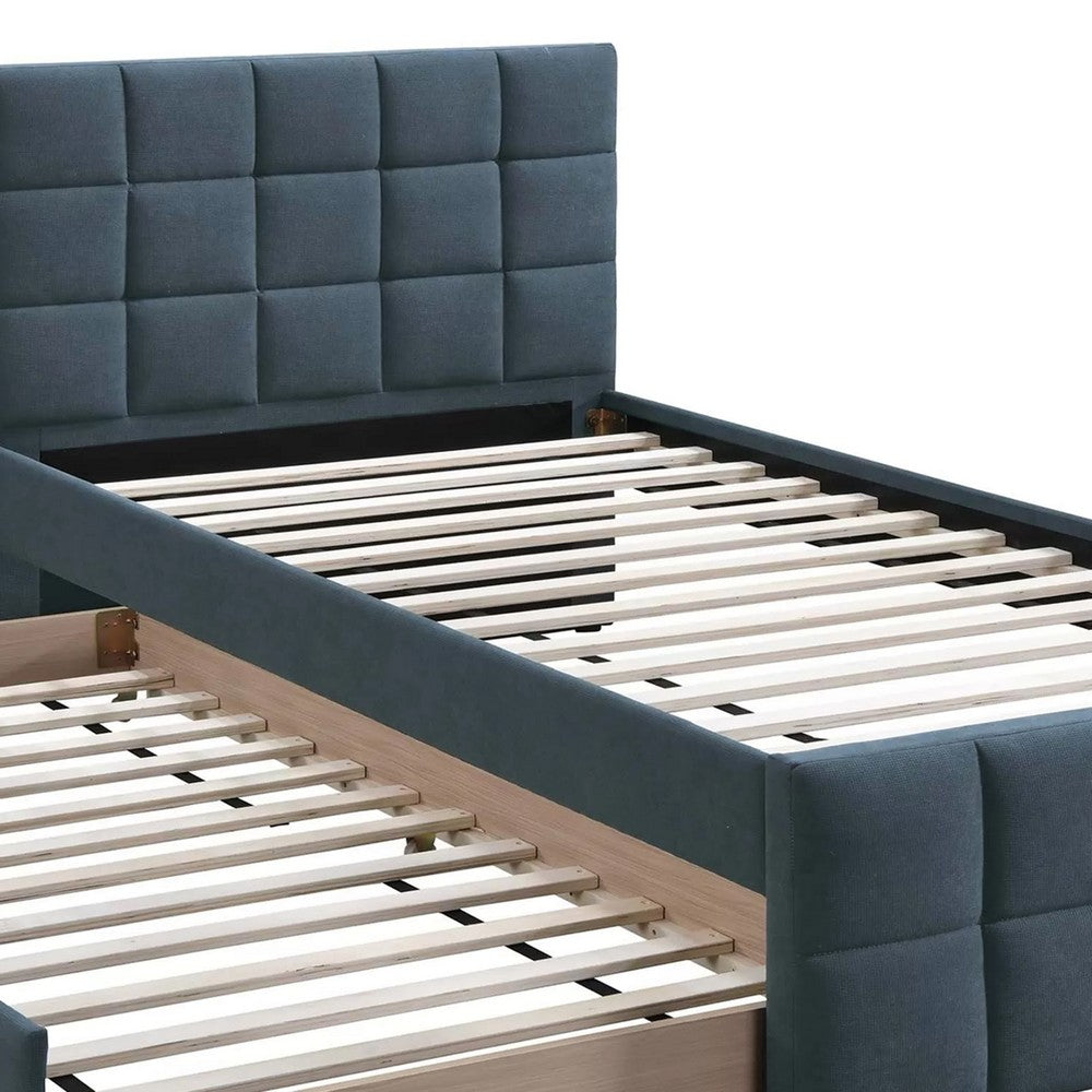Shahi Full Platform Bed w Trundle | Charcoal Gray Brushed Linen Upholstery