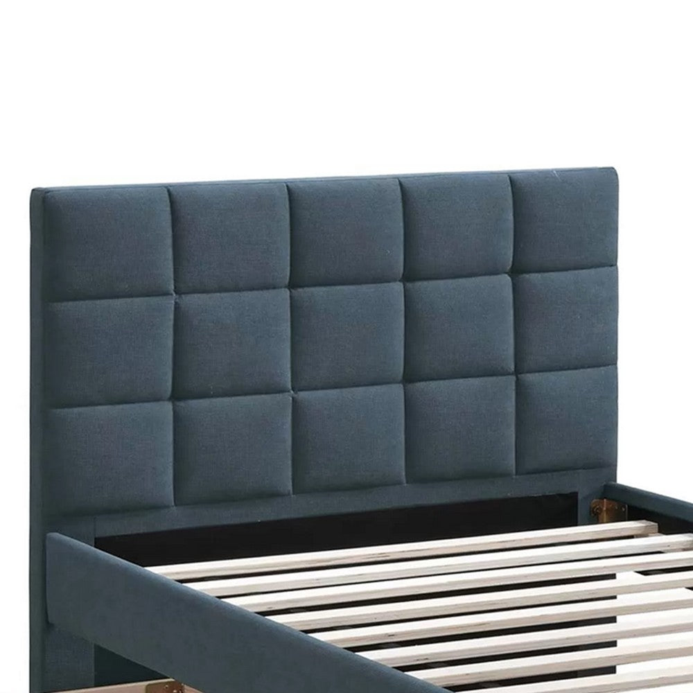 Shahi Full Platform Bed w Trundle | Charcoal Gray Brushed Linen Upholstery