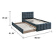 Shahi Full Platform Bed w Trundle | Charcoal Gray Brushed Linen Upholstery