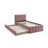 Shahi Full Platform Bed w Trundle | Tufted Pink Brushed Linen Upholstery