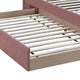 Shahi Full Platform Bed w Trundle | Tufted Pink Brushed Linen Upholstery