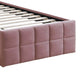Shahi Full Platform Bed w Trundle | Tufted Pink Brushed Linen Upholstery