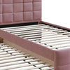 Shahi Full Platform Bed w Trundle | Tufted Pink Brushed Linen Upholstery
