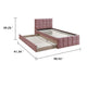 Shahi Full Platform Bed w Trundle | Tufted Pink Brushed Linen Upholstery