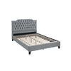 Yuko Full Platform Bed | Tufted Gray Velvet Upholstery | Espresso Brown