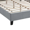 Yuko Queen Platform Bed | Tufted Gray Velvet Upholstery | Espresso Brown