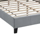Yuko Queen Platform Bed | Tufted Gray Velvet Upholstery | Espresso Brown