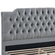 Yuko Queen Platform Bed | Tufted Gray Velvet Upholstery | Espresso Brown