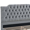 Yuko Queen Platform Bed | Tufted Gray Velvet Upholstery | Espresso Brown
