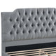 Yuko Queen Platform Bed | Tufted Gray Velvet Upholstery | Espresso Brown