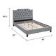Yuko Queen Platform Bed | Tufted Gray Velvet Upholstery | Espresso Brown