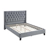 Yuko Full Platform Bed | Nailed Wingback | Gray Velvet Upholstery | Brown