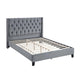 Yuko Full Platform Bed | Nailed Wingback | Gray Velvet Upholstery | Brown