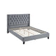 Yuko Full Platform Bed | Nailed Wingback | Gray Velvet Upholstery | Brown