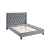 Yuko Queen Platform Bed | Nailed Wingback | Gray Velvet Upholstery | Brown