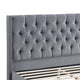 Yuko Queen Platform Bed | Nailed Wingback | Gray Velvet Upholstery | Brown