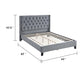 Yuko Queen Platform Bed | Nailed Wingback | Gray Velvet Upholstery | Brown