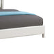 Asma Queen Bed w LED | Charging Station | White Faux Leather Upholstery