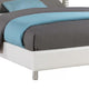 Asma Queen Bed w LED | Charging Station | White Faux Leather Upholstery