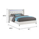 Asma Queen Bed w LED | Charging Station | White Faux Leather Upholstery