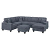 Vini 5pc Sectional Sofa Set | 3 Pillows | USB | Foam Fill Dark Gray Corduroy