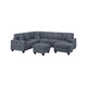 Vini 5pc Sectional Sofa Set | 3 Pillows | USB | Foam Fill Dark Gray Corduroy