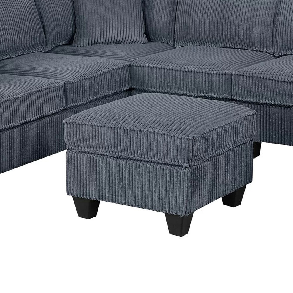 Vini 5pc Sectional Sofa Set | 3 Pillows | USB | Foam Fill Dark Gray Corduroy
