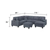 Vini 5pc Sectional Sofa Set | 3 Pillows | USB | Foam Fill Dark Gray Corduroy