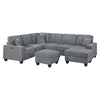 Vini 5pc Sectional Sofa Set | 3 Pillows | USB | Foam Fill Fog Gray Corduroy