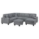 Vini 5pc Sectional Sofa Set | 3 Pillows | USB | Foam Fill Fog Gray Corduroy