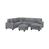 Vini 5pc Sectional Sofa Set | 3 Pillows | USB | Foam Fill Fog Gray Corduroy