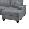 Vini 5pc Sectional Sofa Set | 3 Pillows | USB | Foam Fill Fog Gray Corduroy