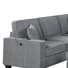 Vini 5pc Sectional Sofa Set | 3 Pillows | USB | Foam Fill Fog Gray Corduroy