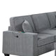 Vini 5pc Sectional Sofa Set | 3 Pillows | USB | Foam Fill Fog Gray Corduroy