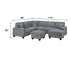 Vini 5pc Sectional Sofa Set | 3 Pillows | USB | Foam Fill Fog Gray Corduroy