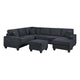 Vini 5pc Sectional Sofa Set | 3 Pillows | USB | Foam Fill Slate Black Chenille