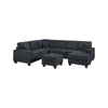Vini 5pc Sectional Sofa Set | 3 Pillows | USB | Foam Fill Slate Black Chenille