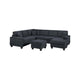 Vini 5pc Sectional Sofa Set | 3 Pillows | USB | Foam Fill Slate Black Chenille