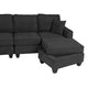 Vini 5pc Sectional Sofa Set | 3 Pillows | USB | Foam Fill Slate Black Chenille