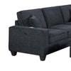 Vini 5pc Sectional Sofa Set | 3 Pillows | USB | Foam Fill Slate Black Chenille